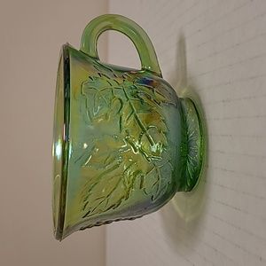 Vintage Green Carnival Glass Cup